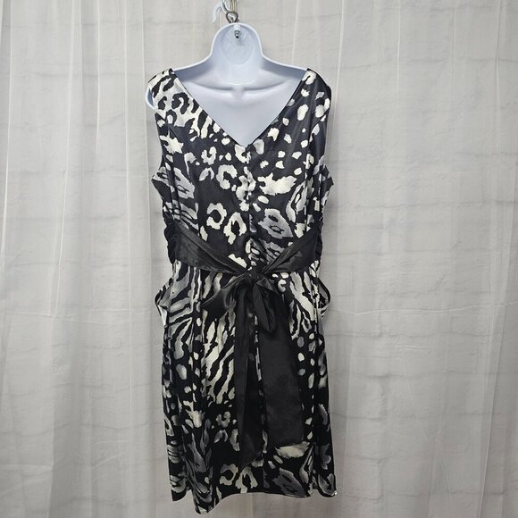 Onyx Nite Black Gray Leopard Cocktail Dress Sleeveless Satin Formal 20W - Picture 7 of 14